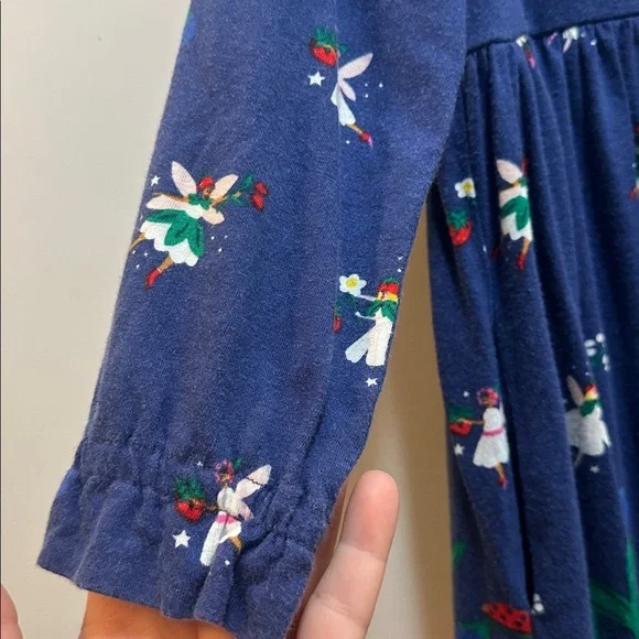 Mini Boden Dark Blue Dress with Colorful Fairy 🧚‍♀️ & Floral Design Size 5-6 Y - Picture 5 of 10